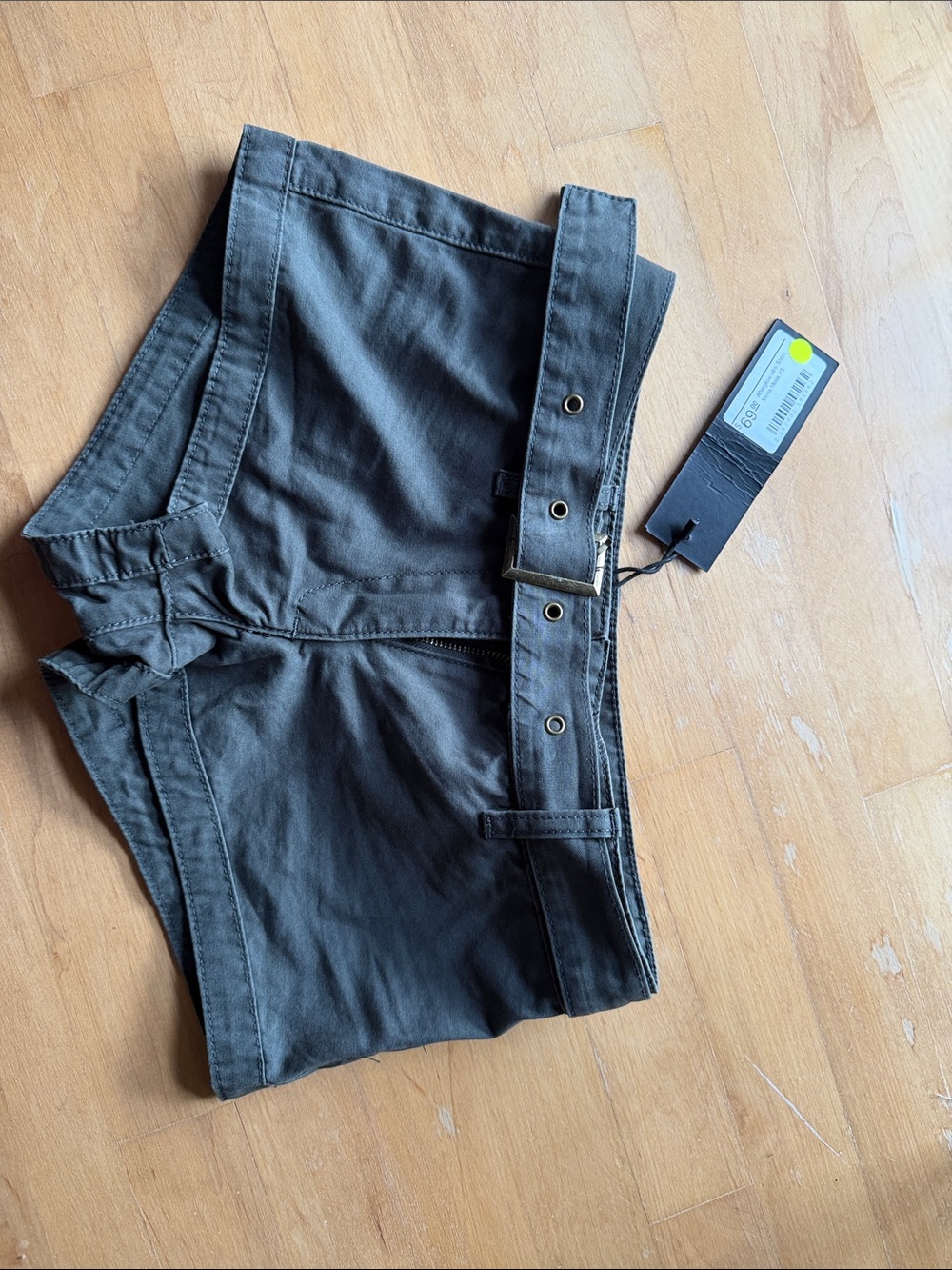 Women’s Dark Gray Belted Cotton Shorts